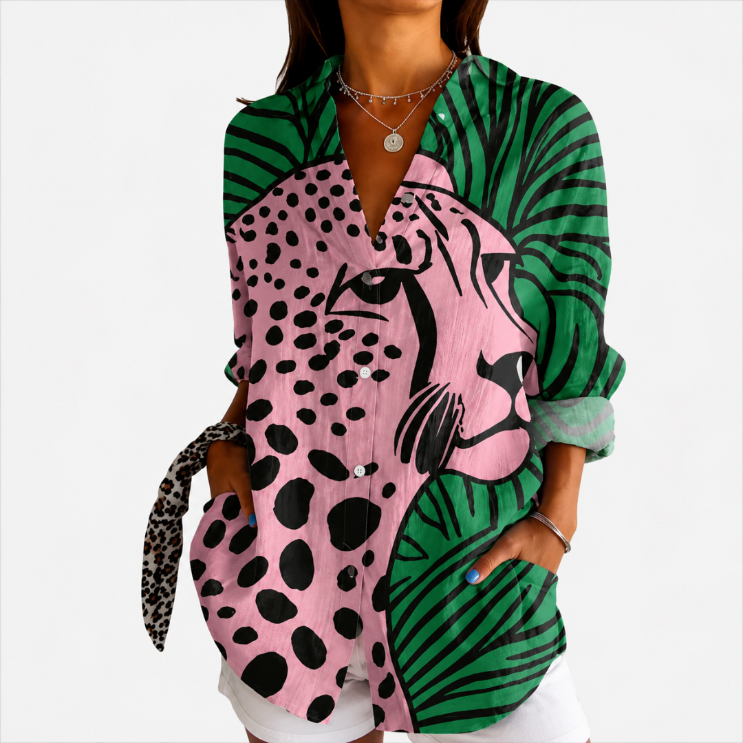 Tropical Leopard Art Blouse