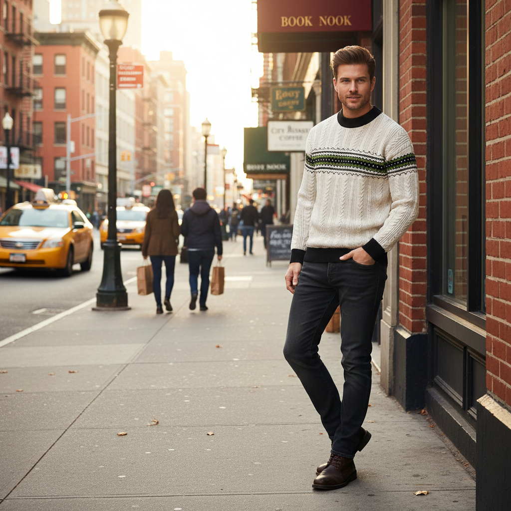 Henry - Men's Vintage Colourblock Jacquard Pullover