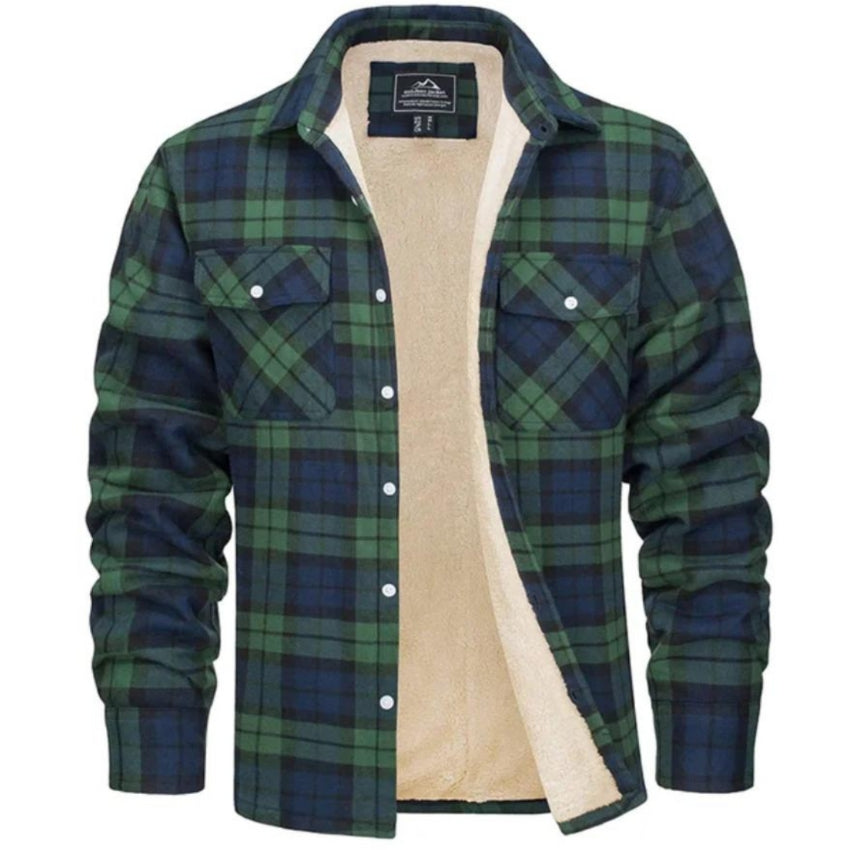 Plaid Overshirt | Men's Button-Up Fleece Lined Shirt Jacket for Winter