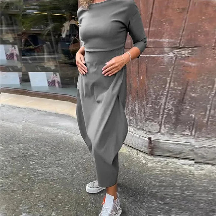 Vionel - Long Sleeve Polyester Dress with Pockets
