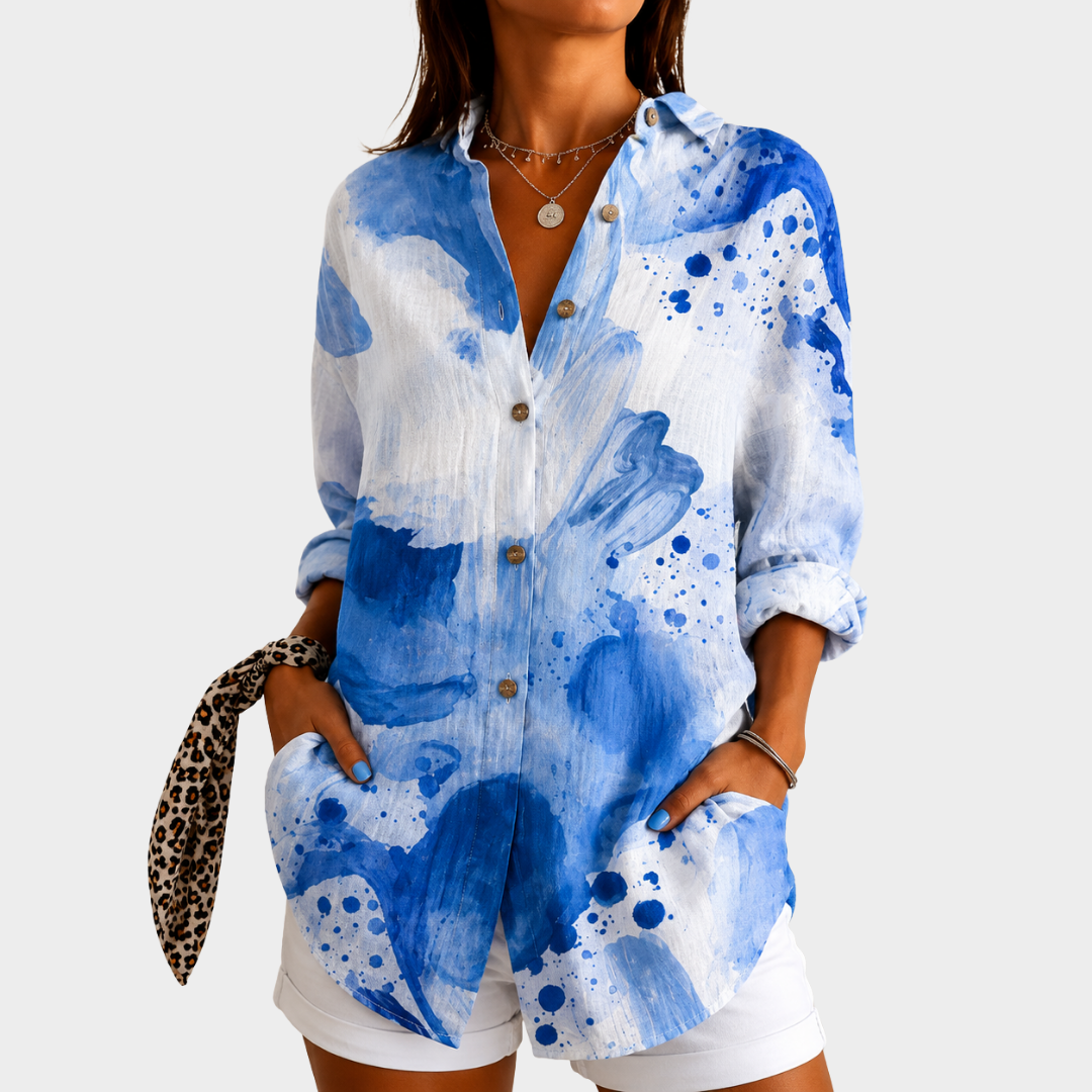 Coastal Watercolour Breeze Blouse