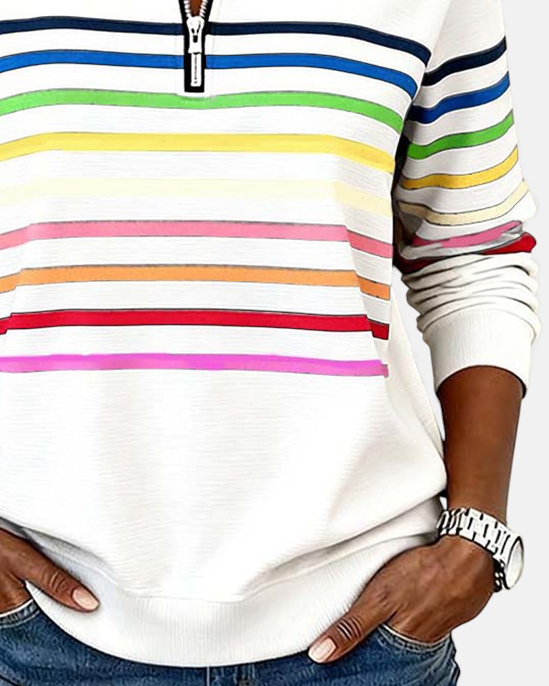 Ariella | Striped Zip Hoodie