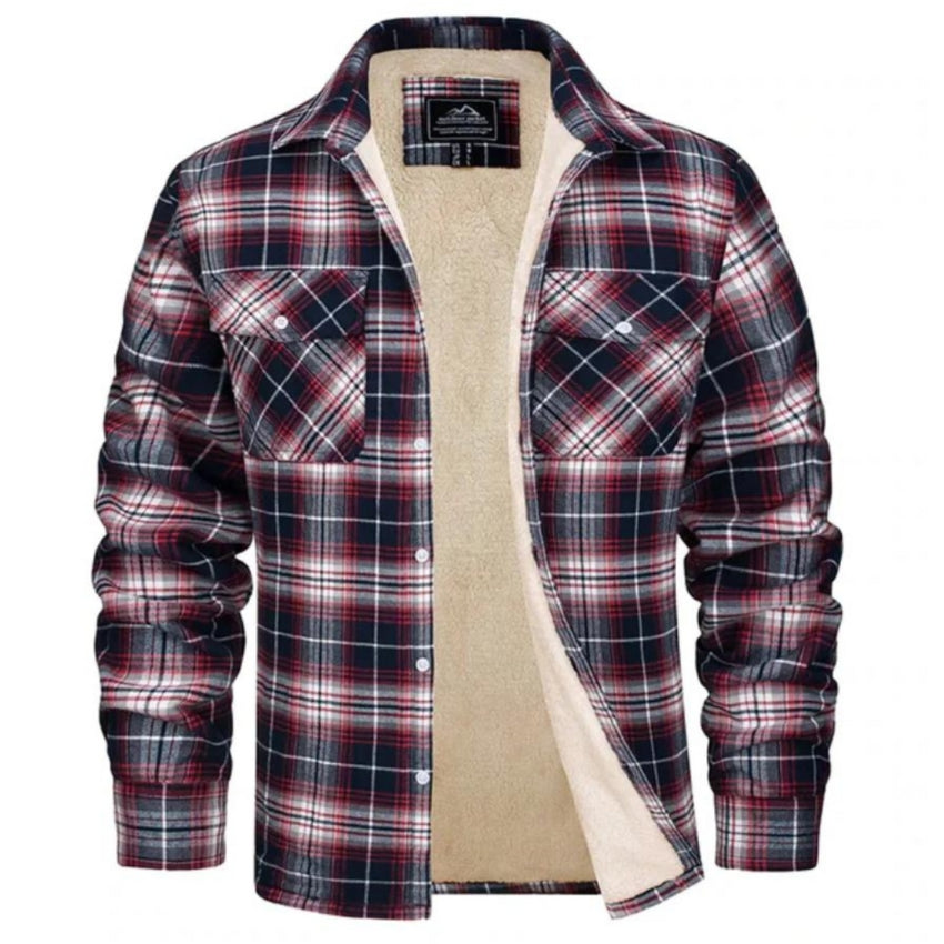 Plaid Overshirt | Men's Button-Up Fleece Lined Shirt Jacket for Winter