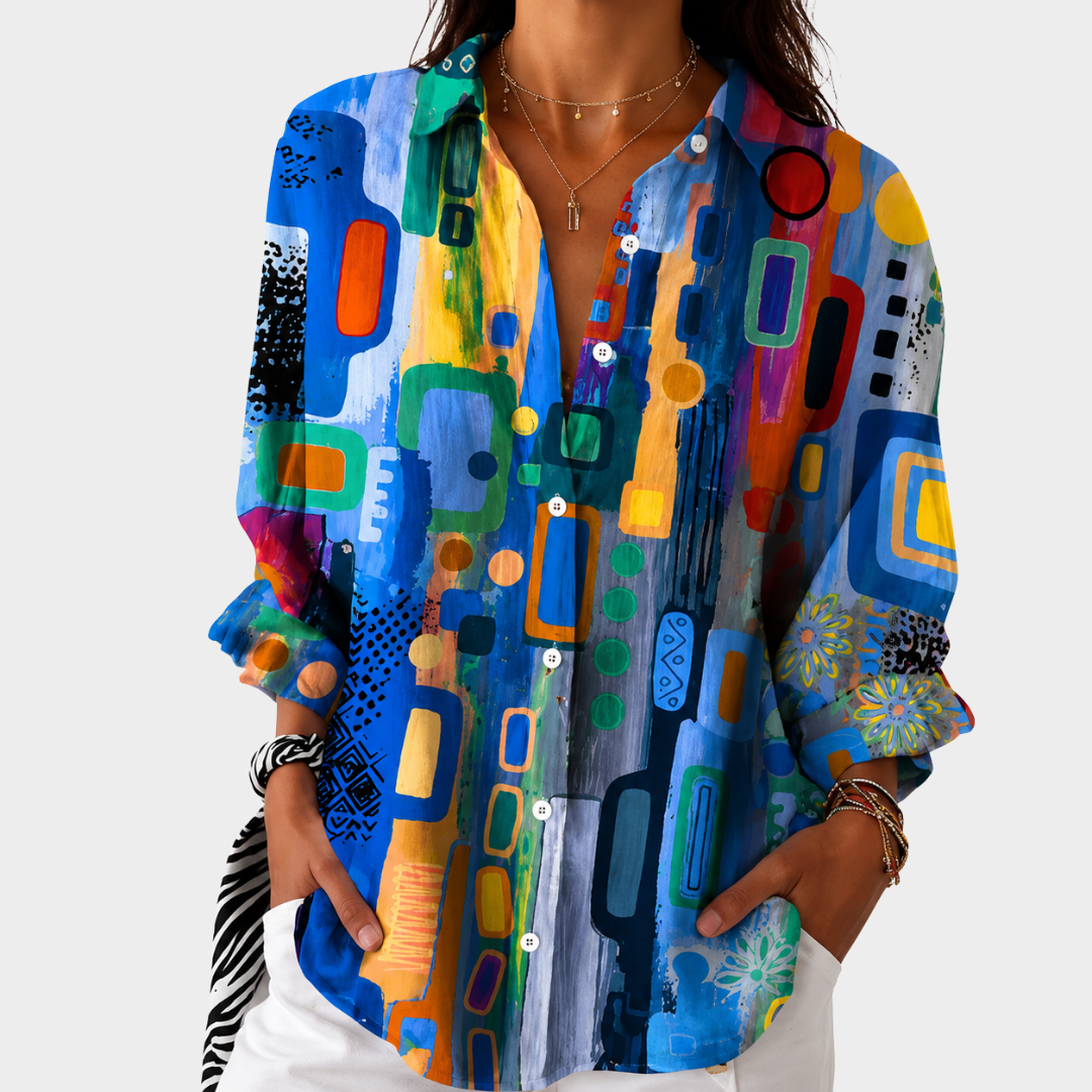 Vibrant Mosaic Statement Blouse