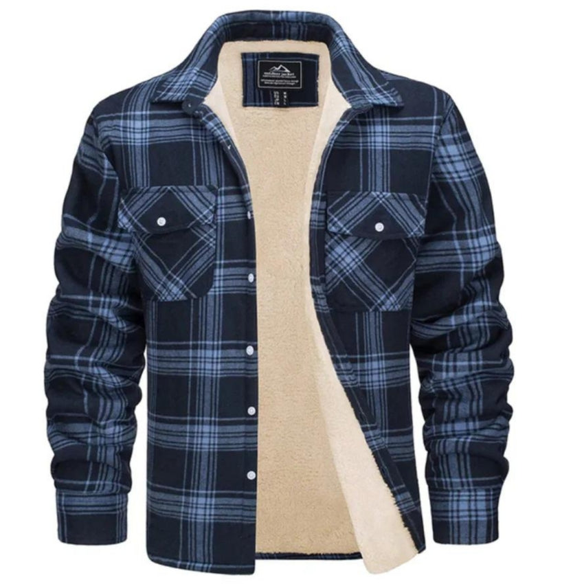 Plaid Overshirt | Men's Button-Up Fleece Lined Shirt Jacket for Winter