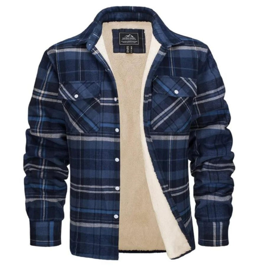 Plaid Overshirt | Men's Button-Up Fleece Lined Shirt Jacket for Winter