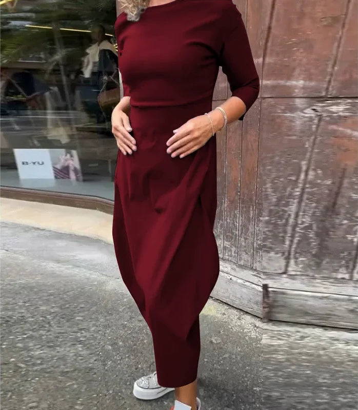 Vionel - Long Sleeve Polyester Dress with Pockets