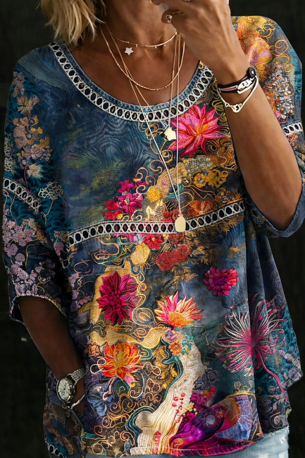 Vintage Floral Denim Top Nicole |