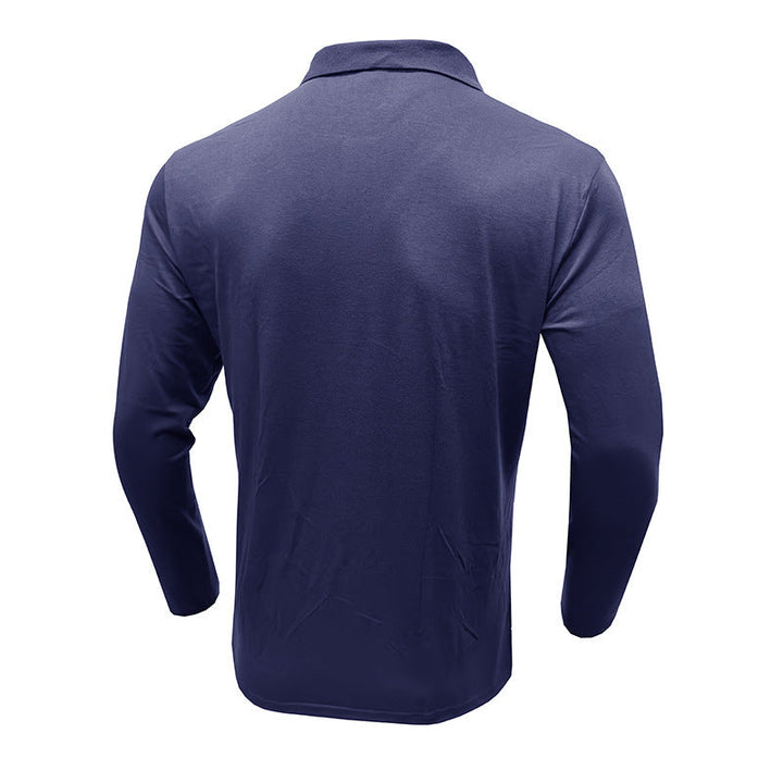Men’s Polo Shirt with Long Sleeves and Striped Front