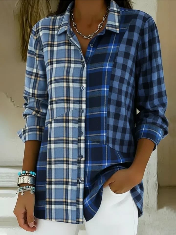 Camren | Checked Long Sleeve Blouse