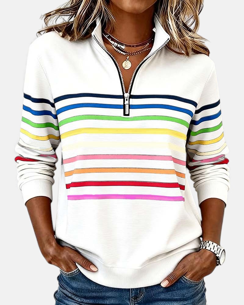 Ariella | Striped Zip Hoodie