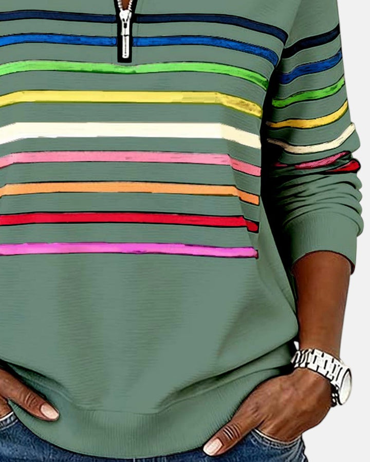 Ariella | Striped Zip Hoodie