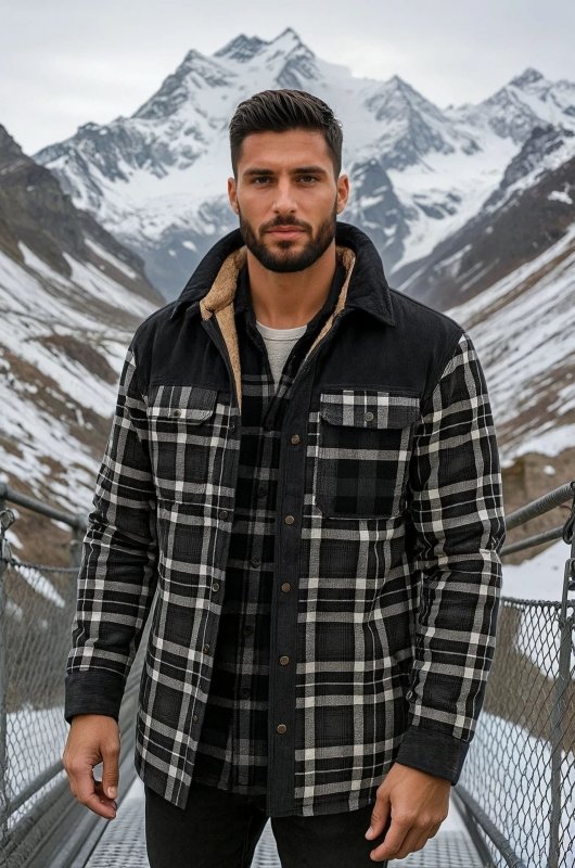 Men's Jacket | Plaid Button Front