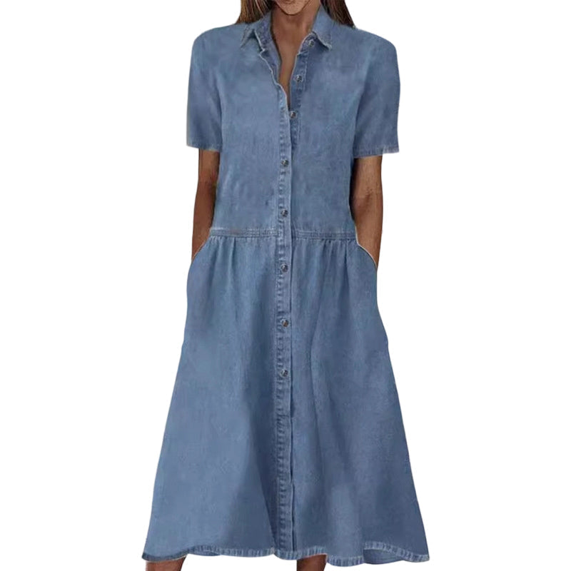 👗👖 Elegant, relaxed denim dress with pockets