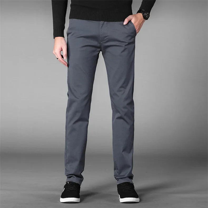 GolfThing Men's Fitted Golf Chinos - Golf Trouser in Khaki